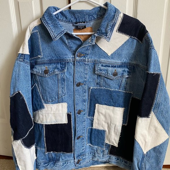 BDG Patchwork Denim Trucker Jacket Medium - Picture 2 of 8
